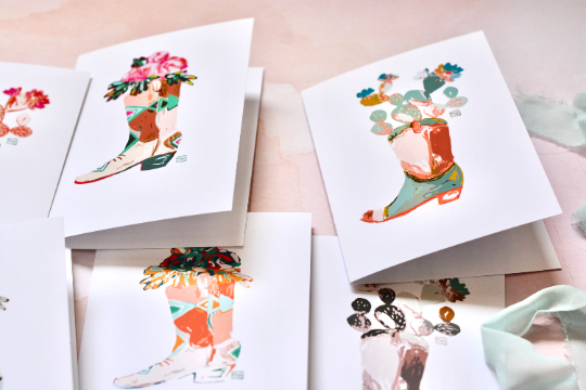 Western Cowboy Boot Blank Card Set