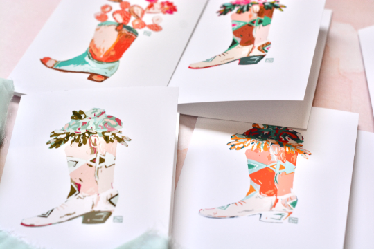 Western Cowboy Boot Blank Card Set