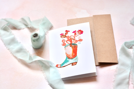 Western Cowboy Boot Blank Card Set