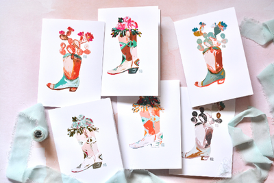 Western Cowboy Boot Blank Card Set