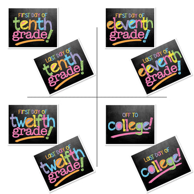 First & Last Day of School Signs | Photo Prop Deck | 17 Grades | (4) Styles