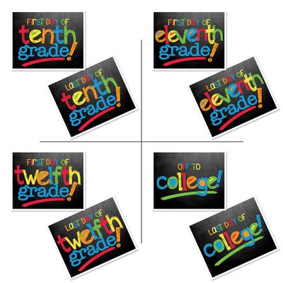 First & Last Day of School Signs | Photo Prop Deck | 17 Grades | (4) Styles