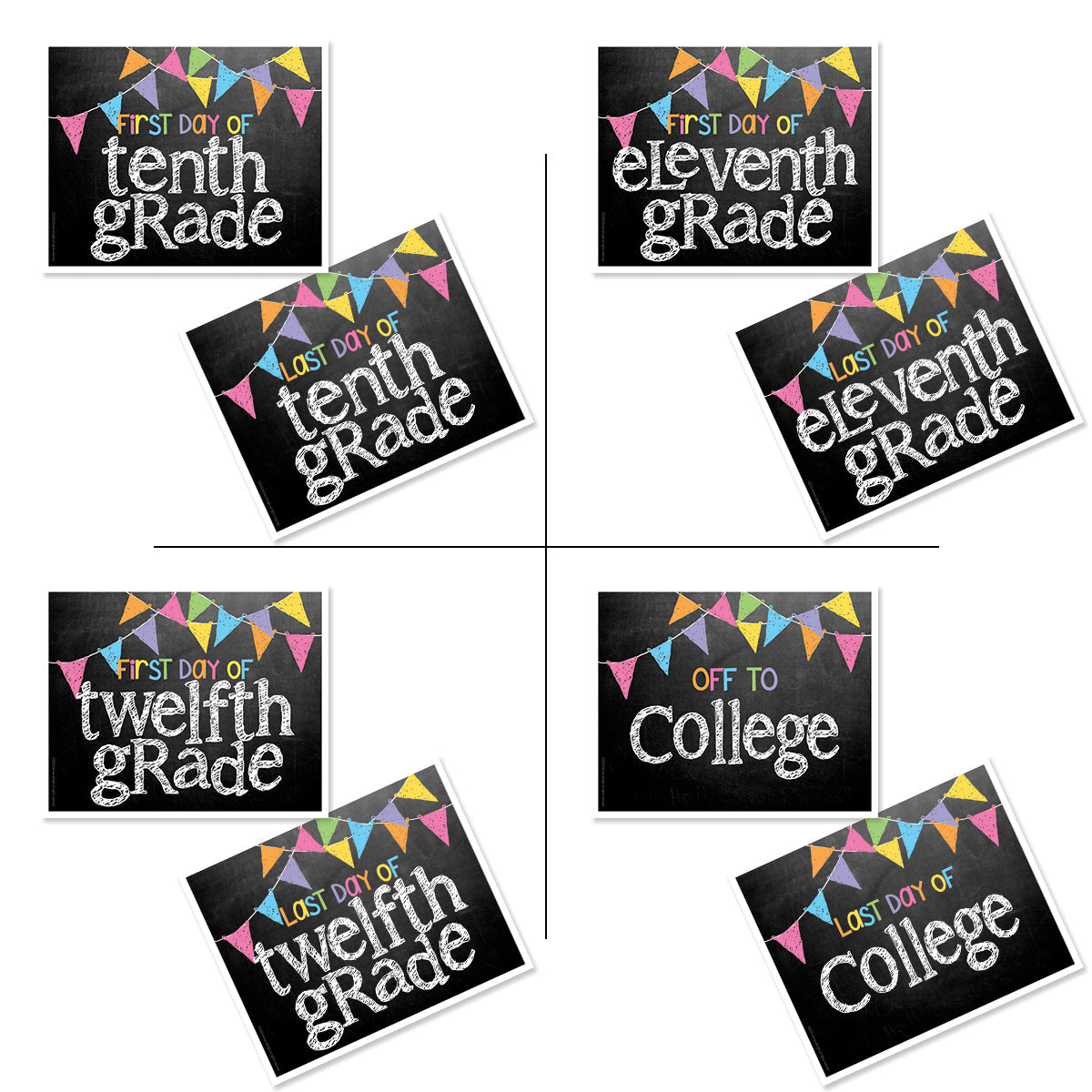 First & Last Day of School Signs | Photo Prop Deck | 17 Grades | (4) Styles