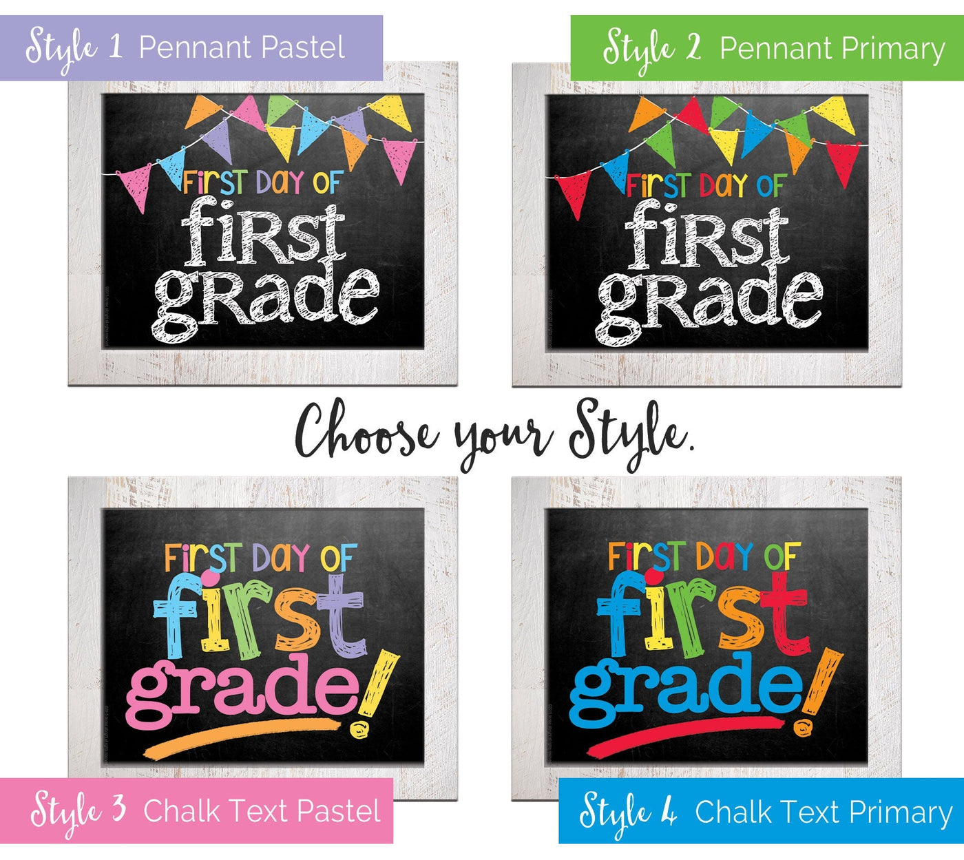 First & Last Day of School Signs + BONUS App Membership | Photo Prop Deck | 17 Grades | (4) Styles