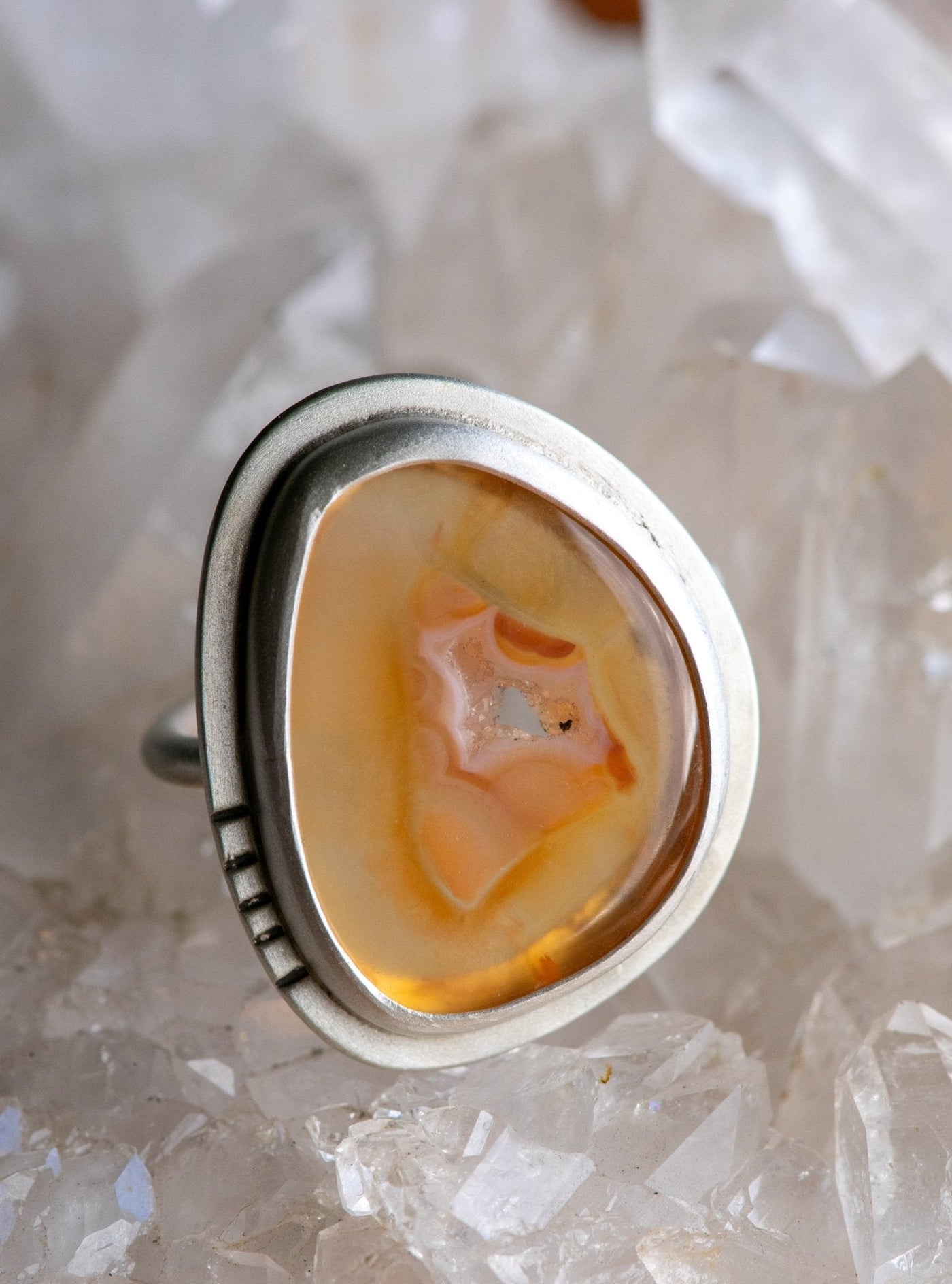CARNELIAN CRYSTAL CAVE RING