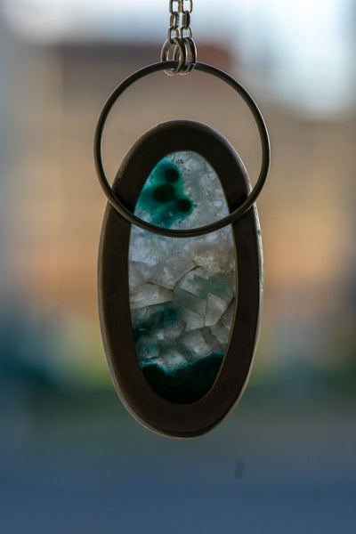 CHANNELING CHRYSOCOLLA + QUARTZ NECKLACE