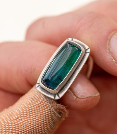 COLOR CHANGER TEAL GREEN TOURMALINE RING