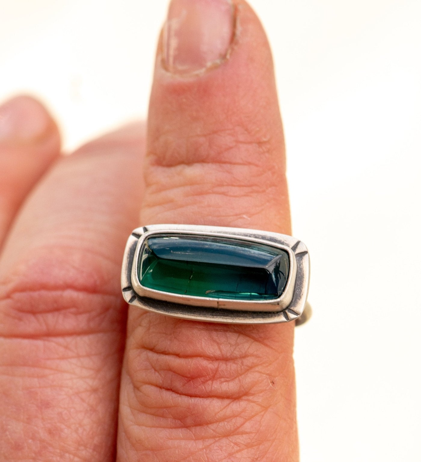COLOR CHANGER TEAL GREEN TOURMALINE RING