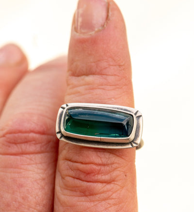 COLOR CHANGER TEAL GREEN TOURMALINE RING
