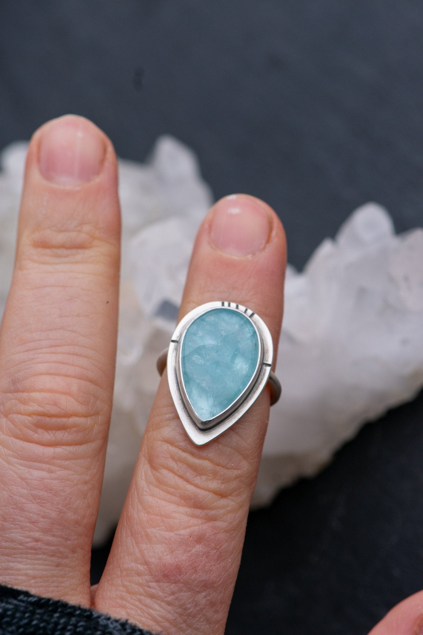 CONTENT AQUAMARINE RING