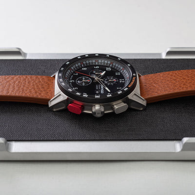 CR-01 - CHRONO WATCH WITH ITALIAN LEATHER STRAP - WHISKEY BROWN