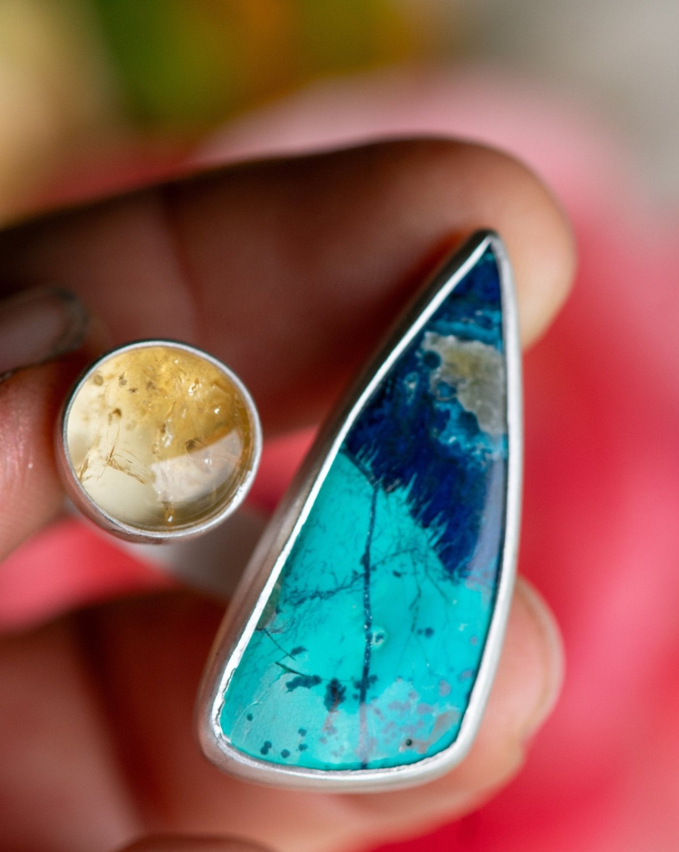 DEEP DIVE CHRYSOCOLLA, CITRINE + STERLING RING