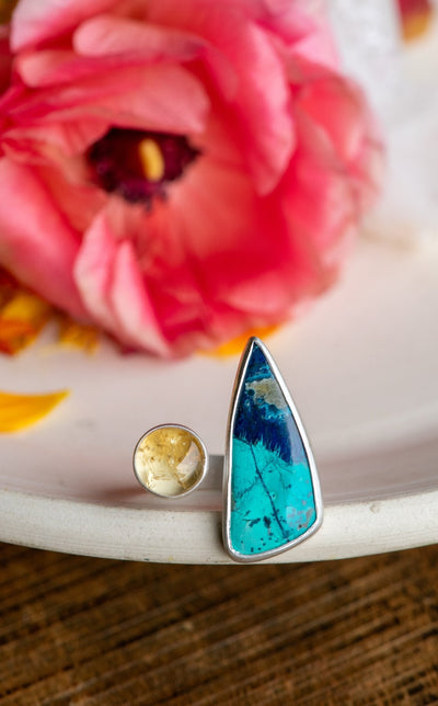 DEEP DIVE CHRYSOCOLLA, CITRINE + STERLING RING