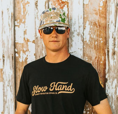 Duck Camo Script “Cowboy Hat” - 5-panel Trucker Hat