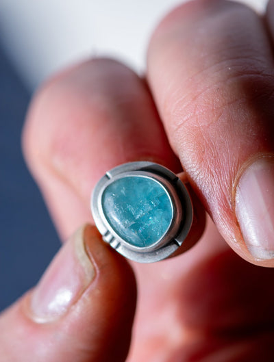 EGGED ON AQUAMARINE RING