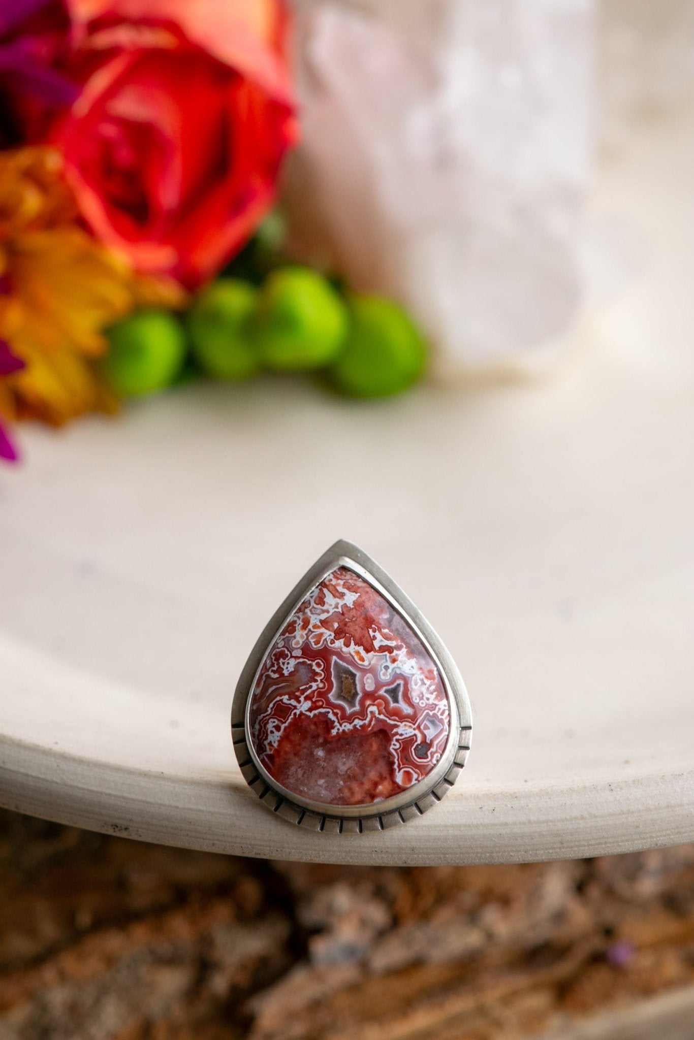 FIERY CRAZY LACE AGATE RING