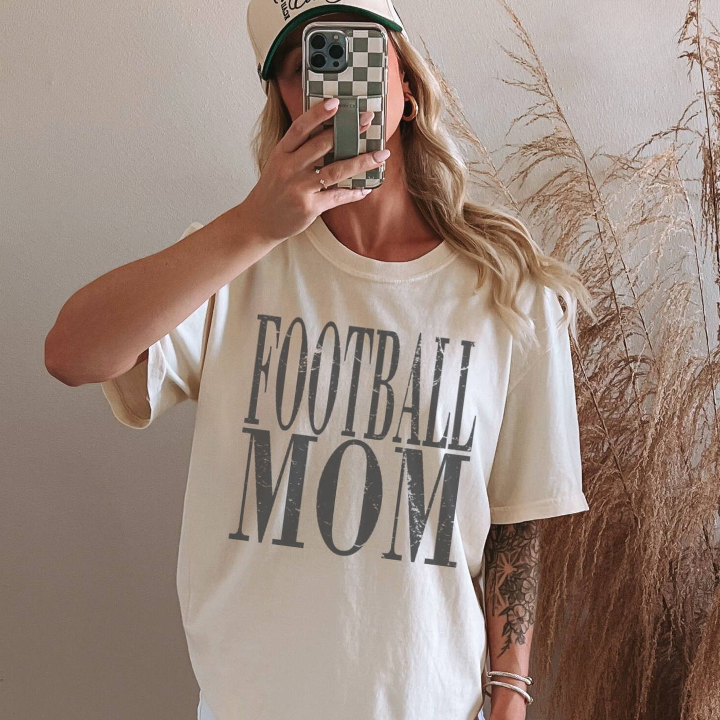 Distressed Football Mom Tee Shirt