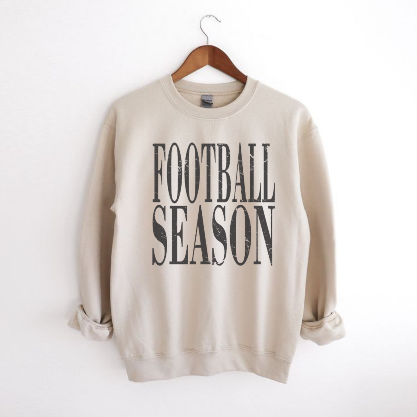 Distressed Football Season Crewneck Sweatshirt