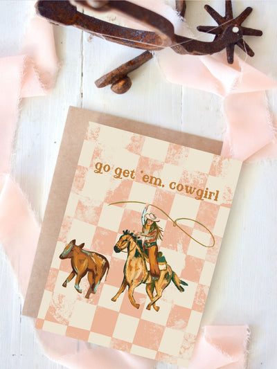 Go Get Em Cowgirl Birthday, Cowgirl Congrats Card