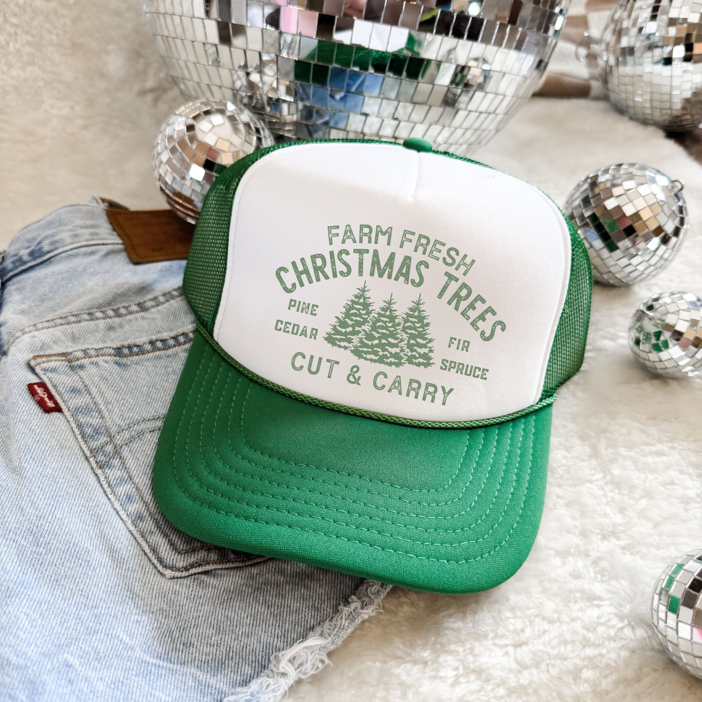 Farm Fresh Christmas Trees Trucker Hat | Cut & Carry Holiday Hat