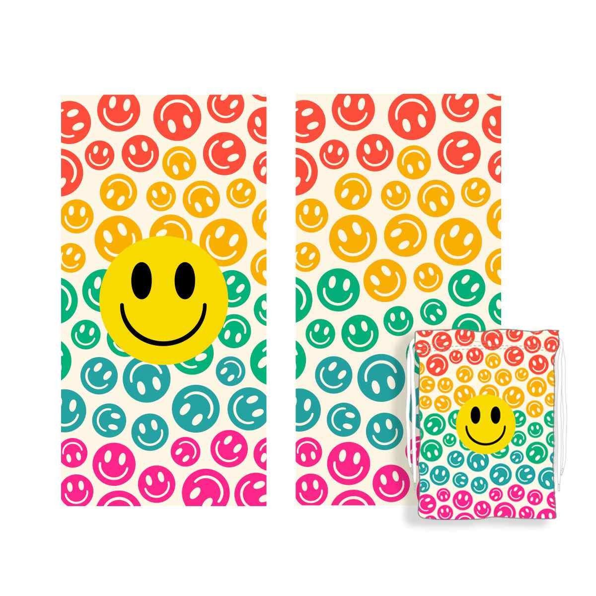 Happiness Repeating Quick Dry Beach Towel