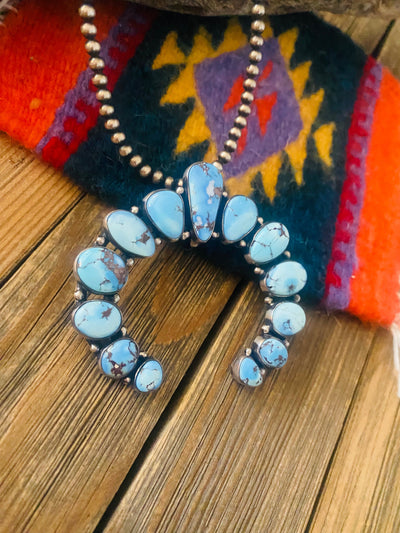 Handcrafted Sterling Silver and Golden Hills Turquoise Naja Pendant