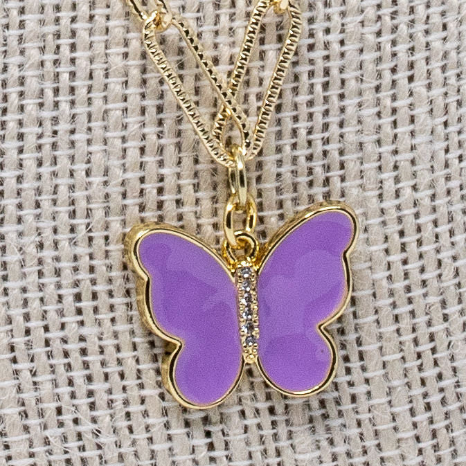 Purple Butterfly Necklace