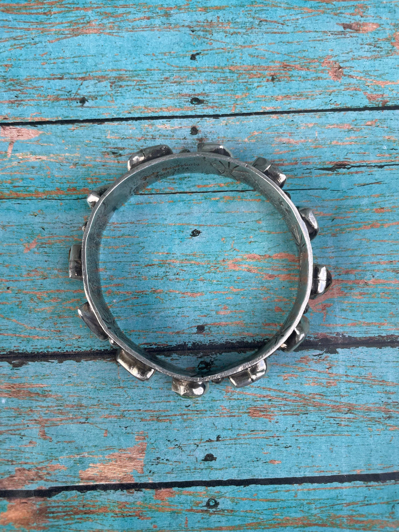 Zuni Native Royston Turquoise Sterling Silver  Bangle By Jude Candeleria