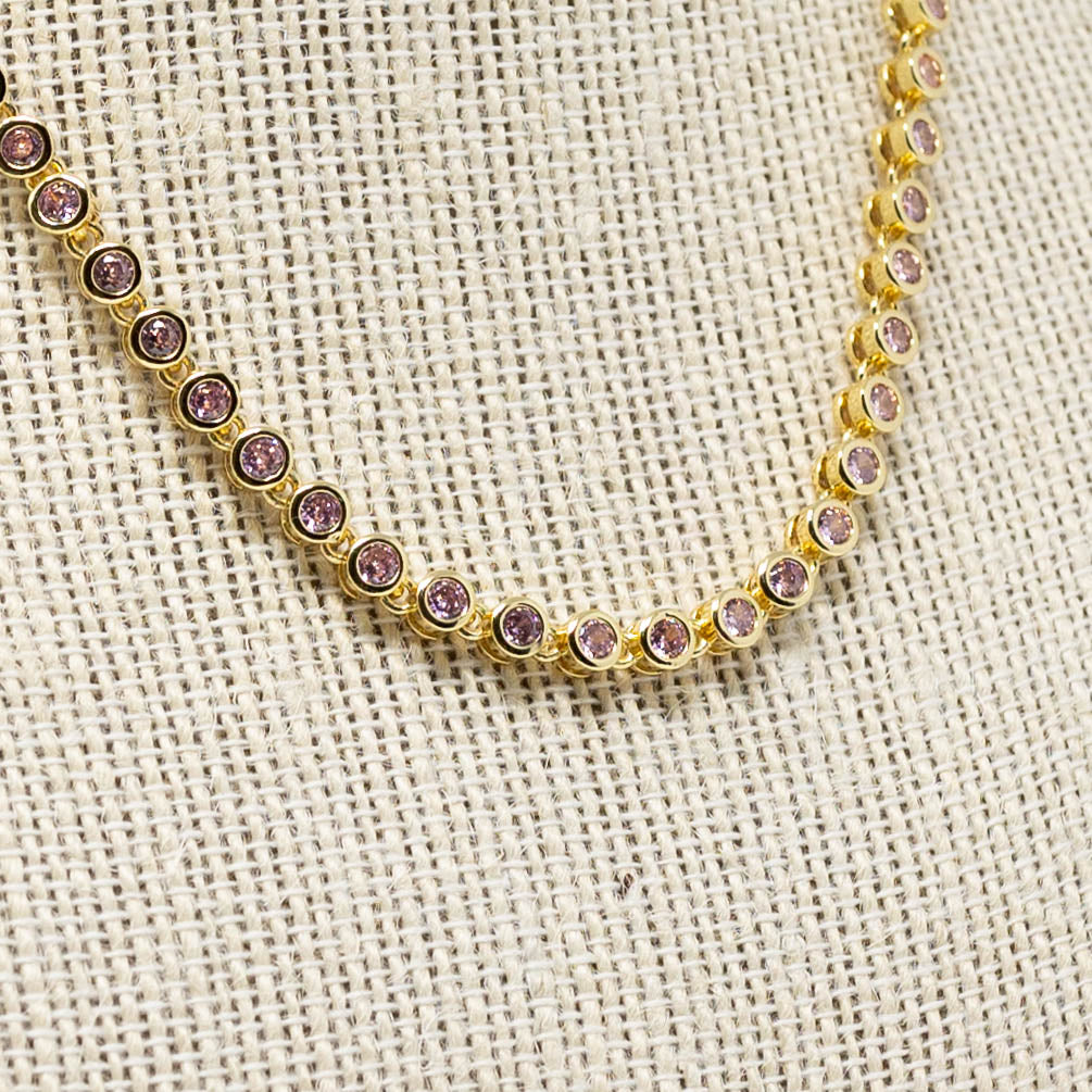 Pink Bezel Necklace