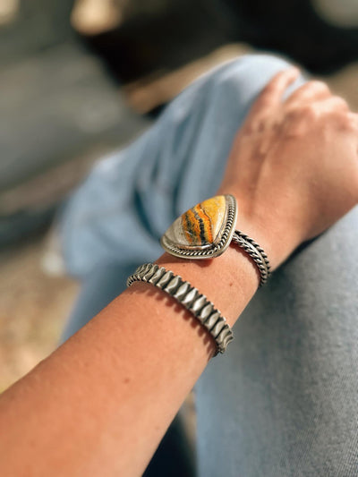 Leander Tahe Adjustable Sterling Silver Cuff Bracelet Signed