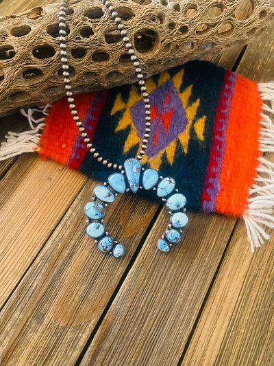 Handcrafted Sterling Silver and Golden Hills Turquoise Naja Pendant