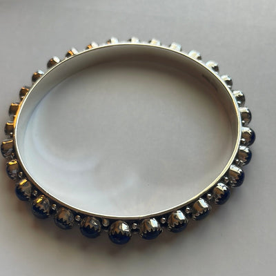 Handmade Lapis & Sterling Silver Custom Bangles Size 8 Signed Nizhoni