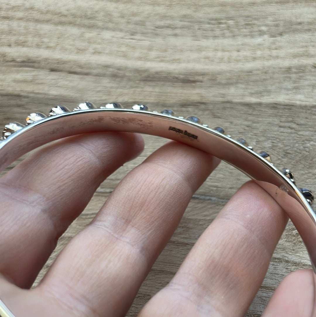 Handmade Black Onyx & Sterling Silver Custom Bangles Size 8 Signed Nizhoni