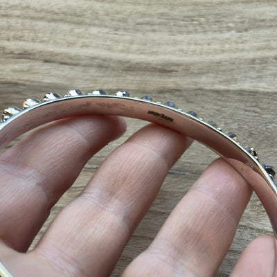 Handmade Black Onyx & Sterling Silver Custom Bangles Size 8 Signed Nizhoni