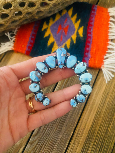 Handcrafted Sterling Silver and Golden Hills Turquoise Naja Pendant