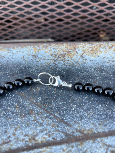 Brier Handmade Black Onyx Beaded Necklace - 15.5 Inch