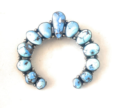 Handcrafted Sterling Silver and Golden Hills Turquoise Naja Pendant