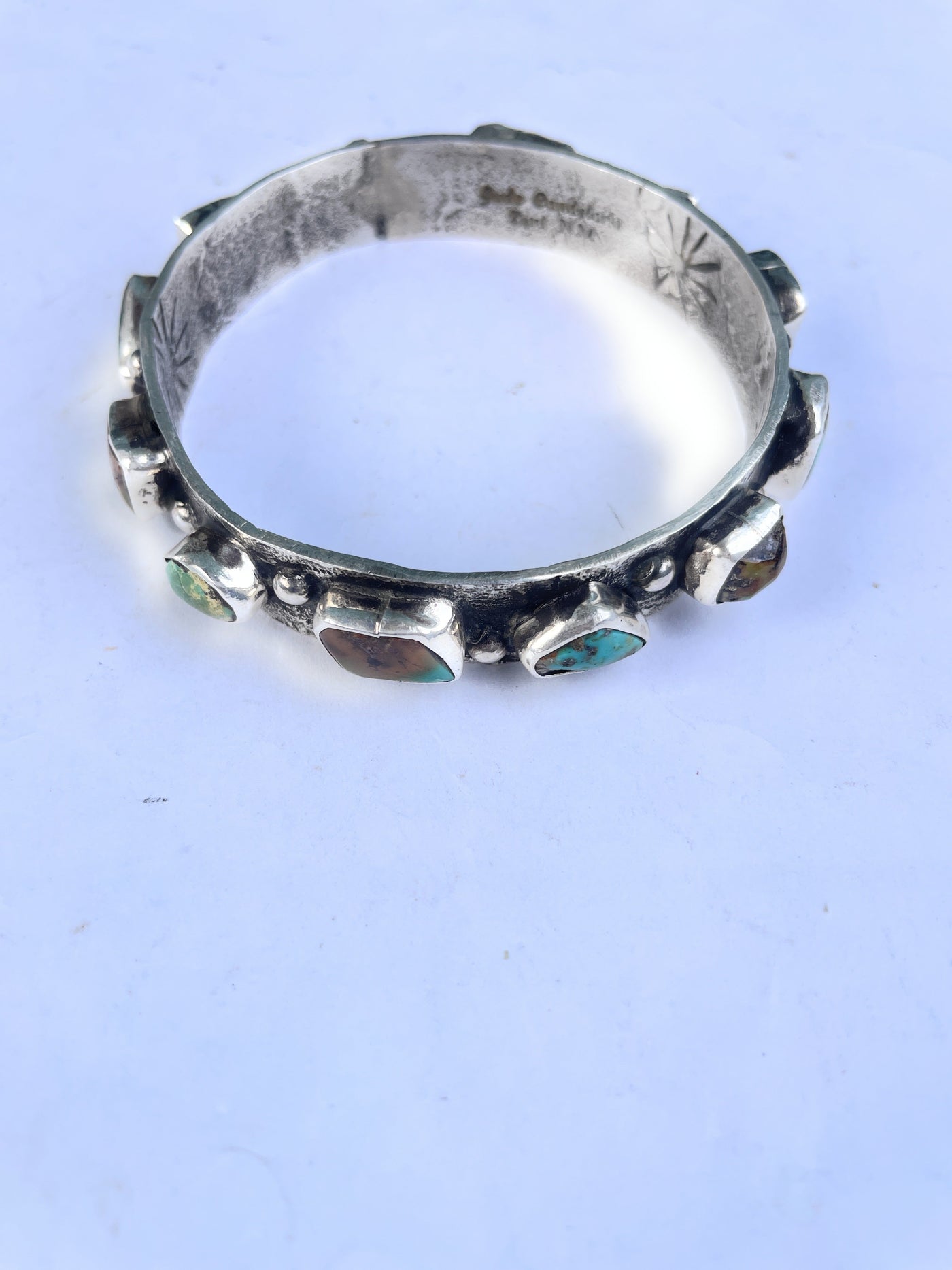 Zuni Native Royston Turquoise Sterling Silver  Bangle By Jude Candeleria