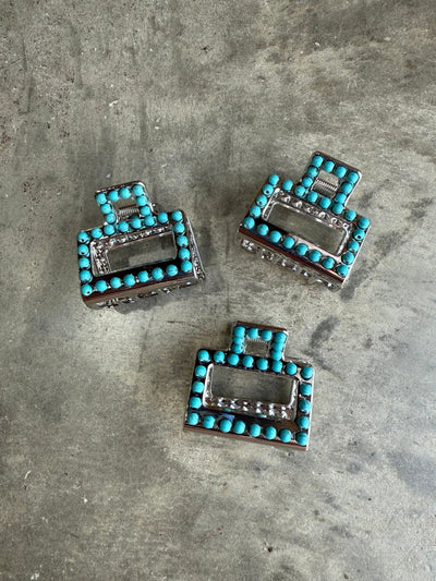 Mini Square Turquoise Claw Hair Clip