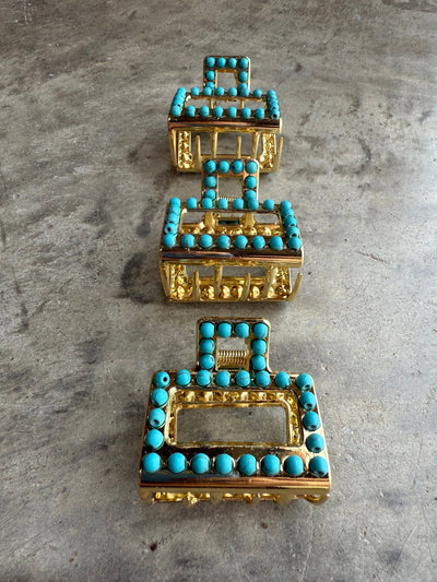 Mini Square Turquoise Claw Hair Clip