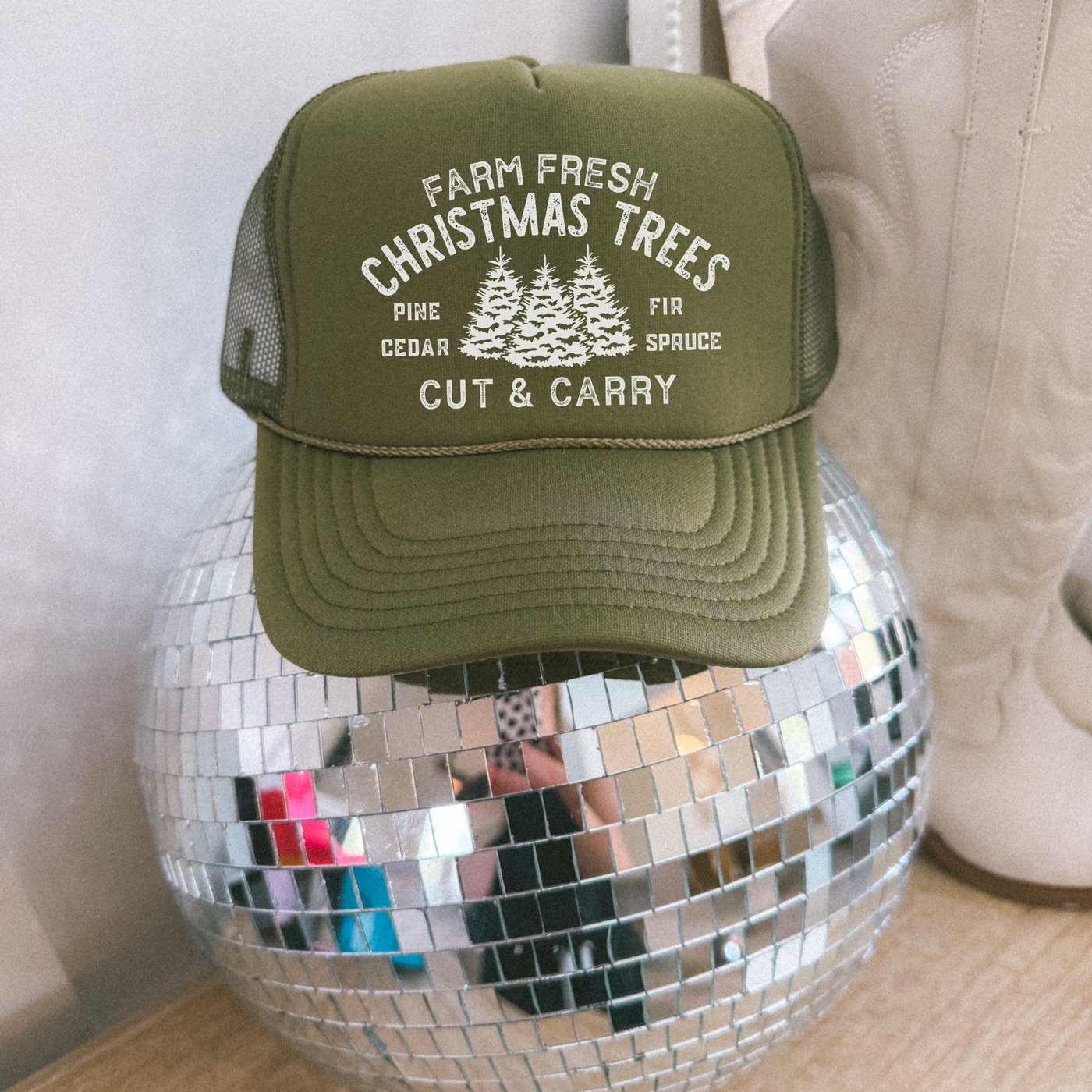 Farm Fresh Christmas Trees Trucker Hat | Cut & Carry Holiday Hat