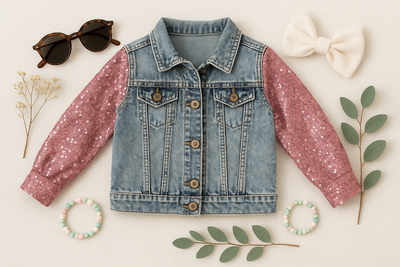 Pink Sequin Denim Jacket