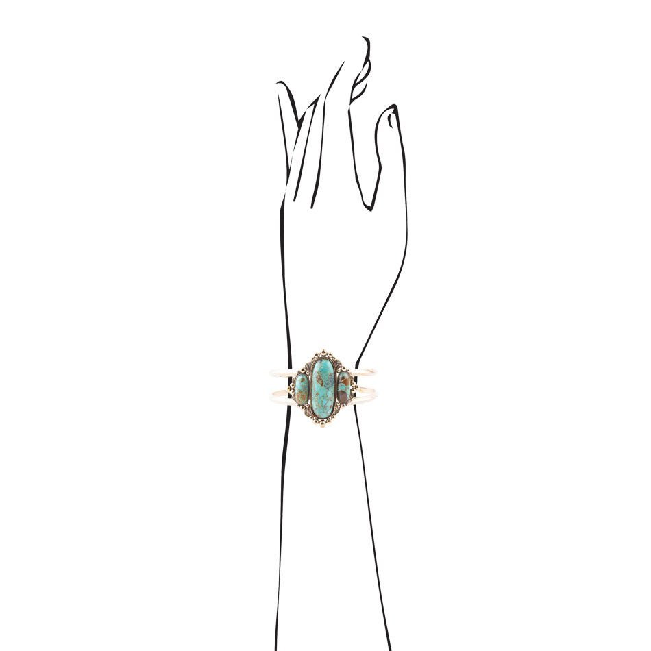 Plateau Blue Turquoise Golden Cuff Bracelet