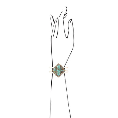 Plateau Blue Turquoise Golden Cuff Bracelet