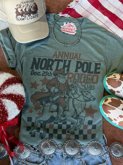Reindeer North Pole Rodeo Graphic Tee