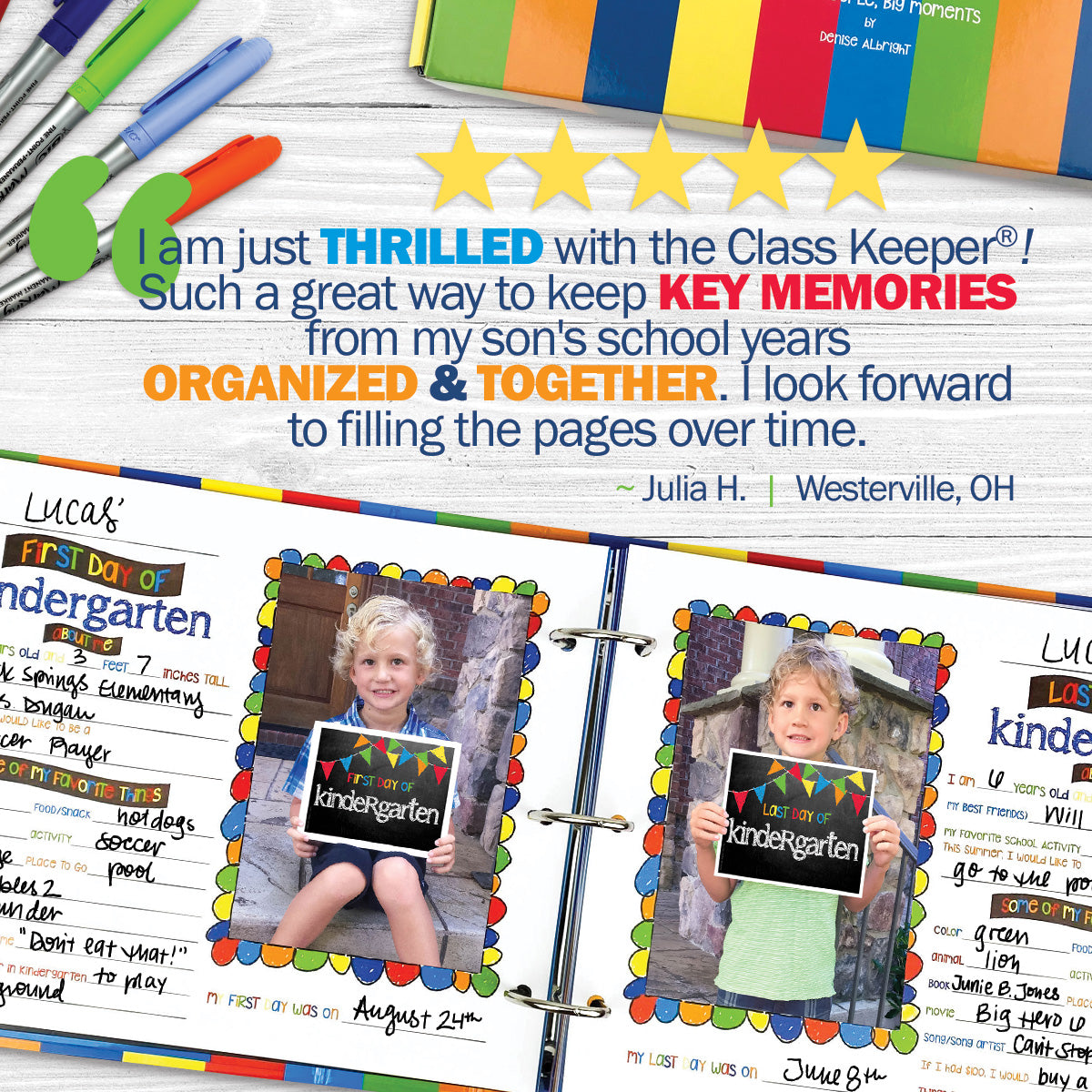 Class Keeper® School Days Memory Book + BONUS App Membership + BONUS Earn & Learn® Chore Chart Pad | (2) Styles