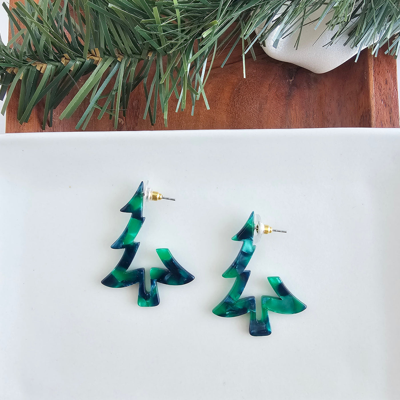Christmas Tree Hoops - Dark Green