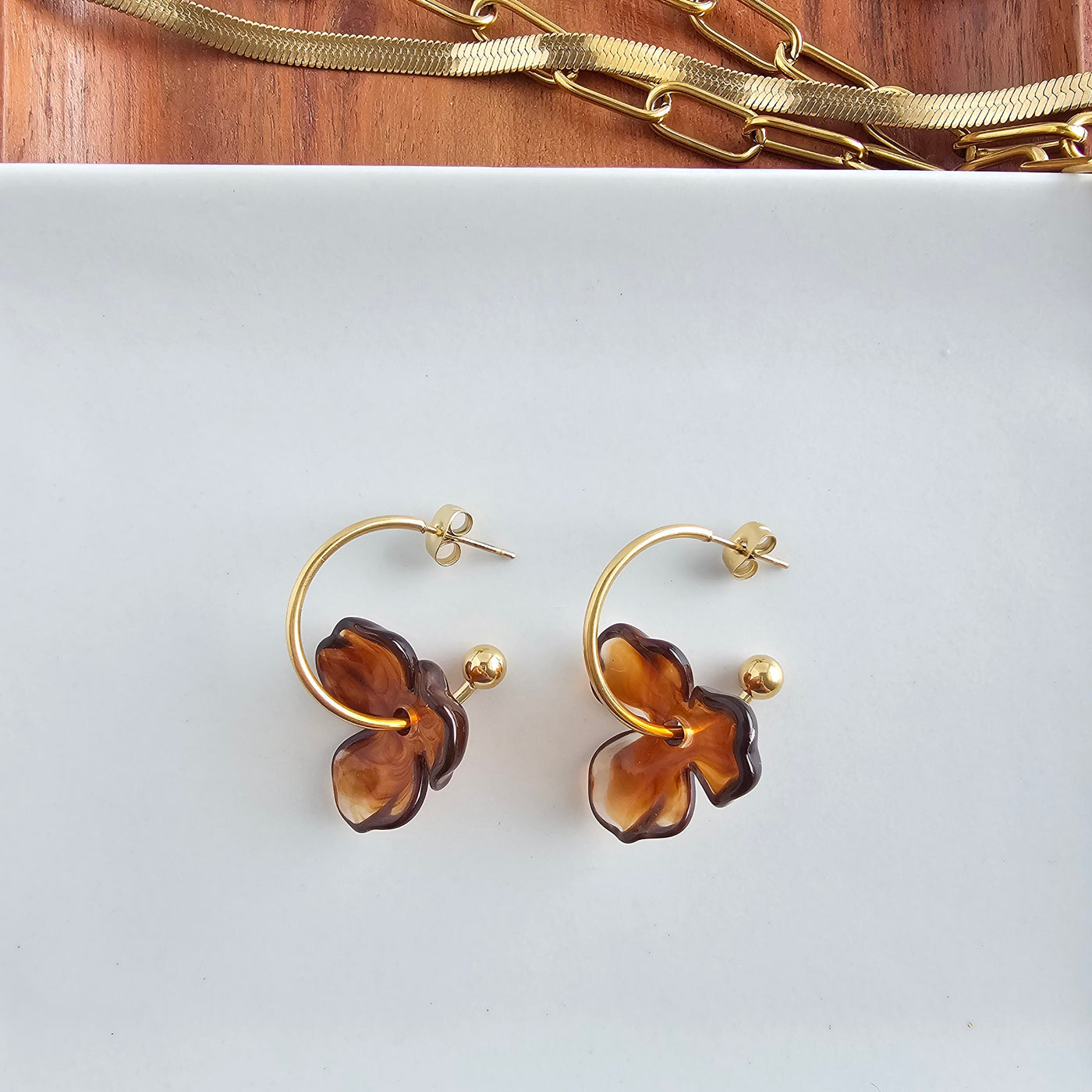 Magnolia Hoops - Amber