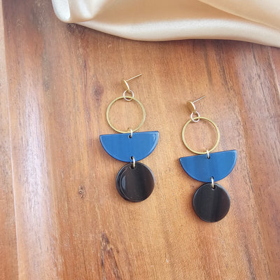 Wren Earrings - Navy & Mahogany