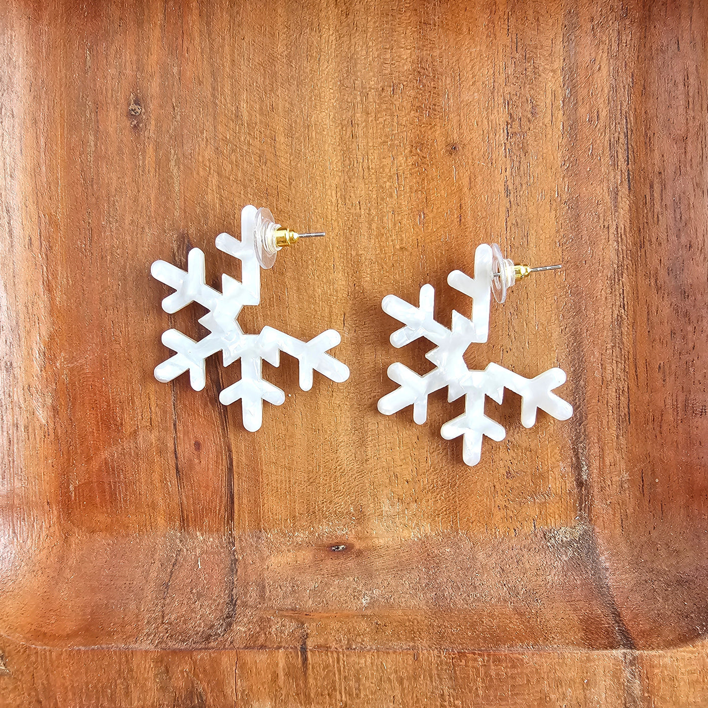 Snowflake Hoops - Cream